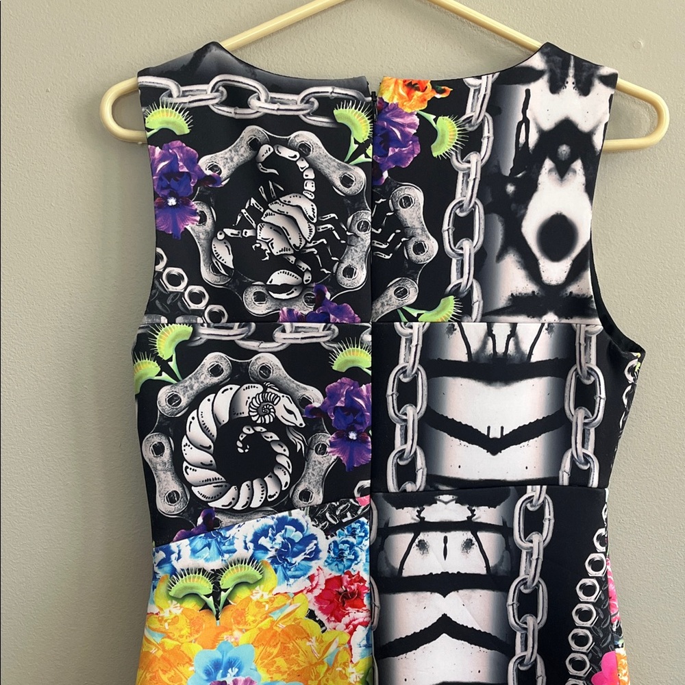 Nicole Miller Artelier Black/Pink Nuts and Bolts Floral sleeveless Dress 6 new - Picture 8 of 15
